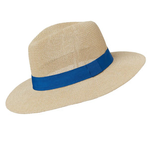 Panama Hat - Natural Paper with Blue Band