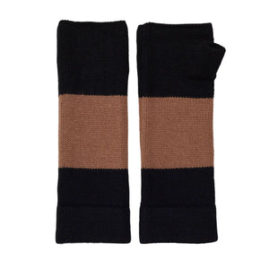 Big Stripe Cashmere Wrist Warmer - Black/Tan