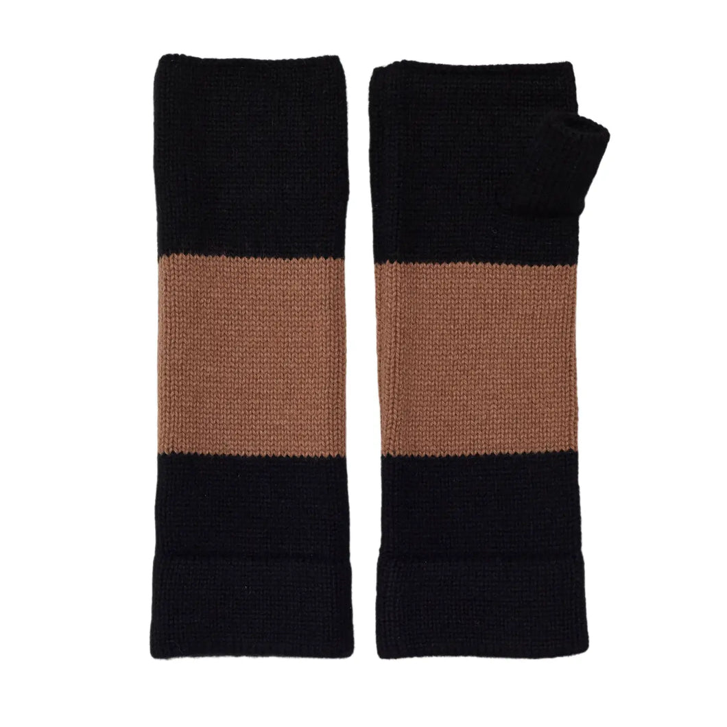 Big Stripe Cashmere Wrist Warmer - Black/Tan