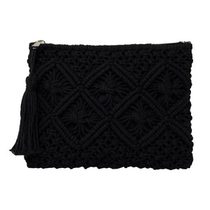 Cotton Crochet Clutch - Black