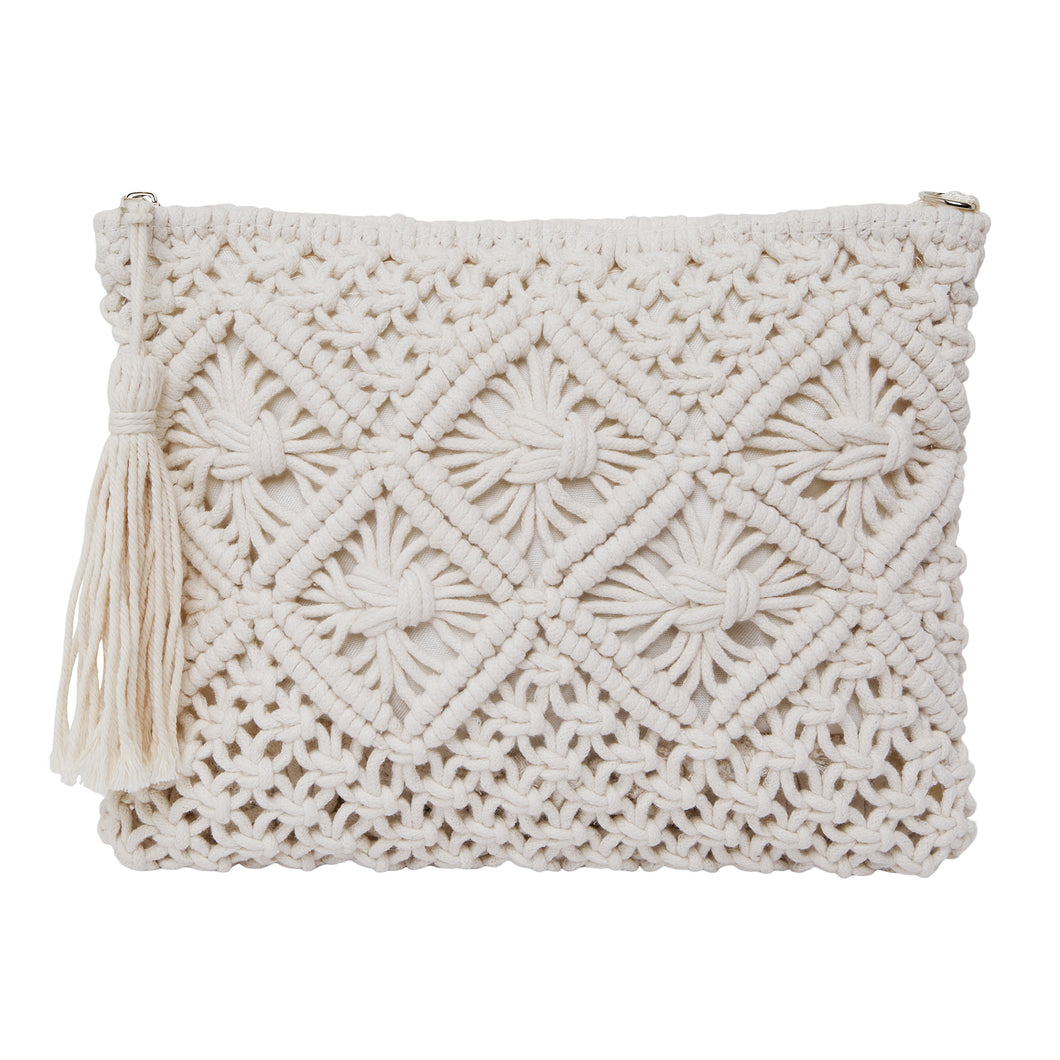 Cotton Crochet Clutch - White