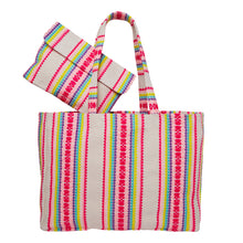 Load image into Gallery viewer, Pink/Cream Beach Bag
