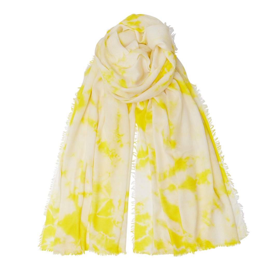 Cashmere Tie Dye Scarf - Yellow