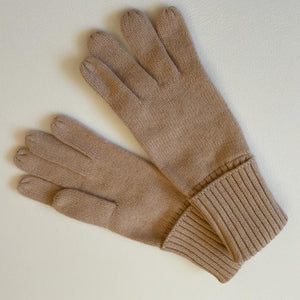 Cashmere Plain Knit Gloves - Camel