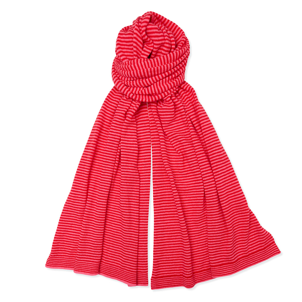 Cashmere Fine Stripe Scarf - Pink/Red