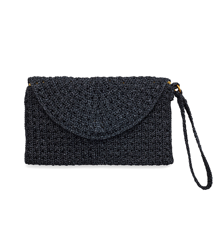 Crochet Clutch Black Lurex