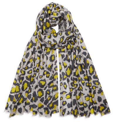 Leopard Pashmina - Grey/Yellow