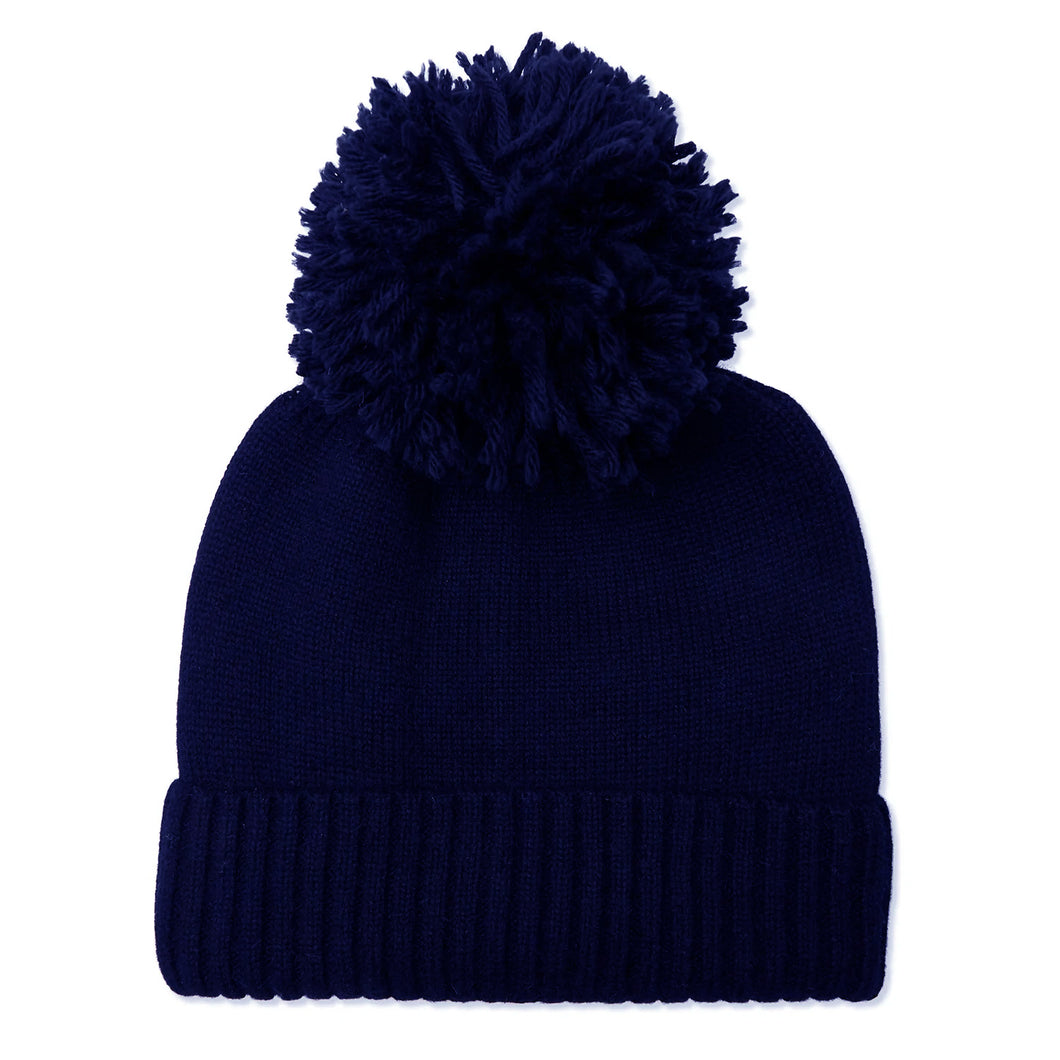 Cashmere Bobble Hat Navy