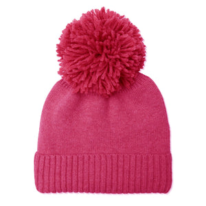 Cashmere Bobble Hat - Neon Pink