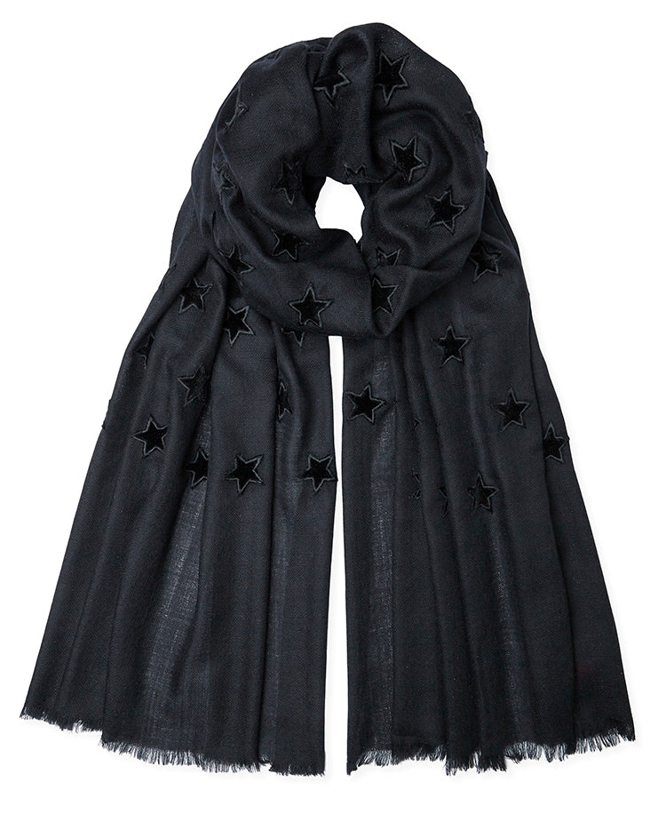Velvet Star Pashmina - Black/Black