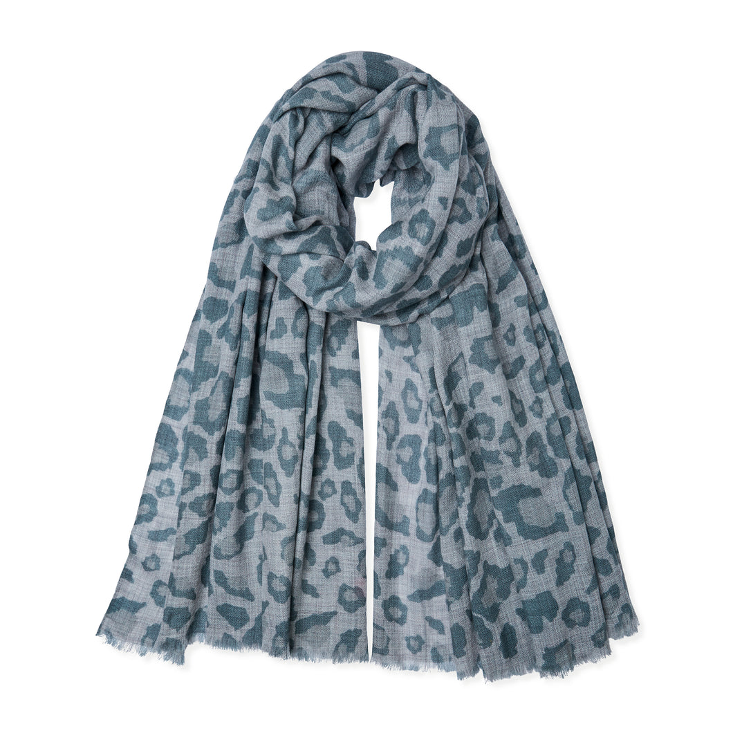Leopard Pashmina - Pale Grey