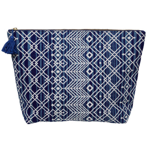 Large Cotton Wash Bag - Navy/Cream