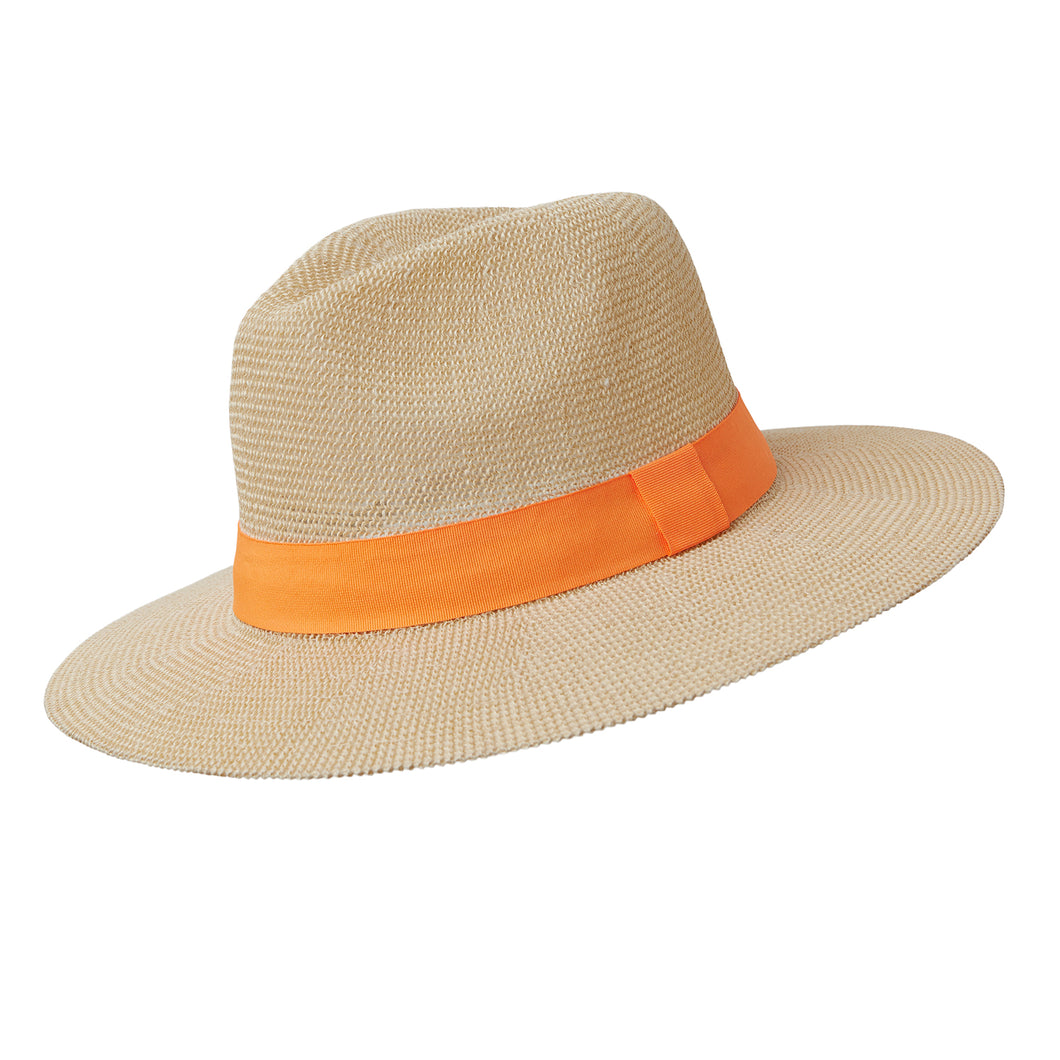 Panama Hat - Natural Paper with Orange Band