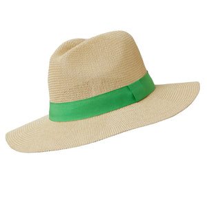 Panama Hat - Natural Paper with Green Band