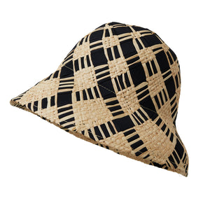 Raffia Woven Paper Bucket Hat - Natural/Black