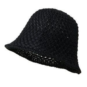 Crochet Paper Bucket Hat - Black