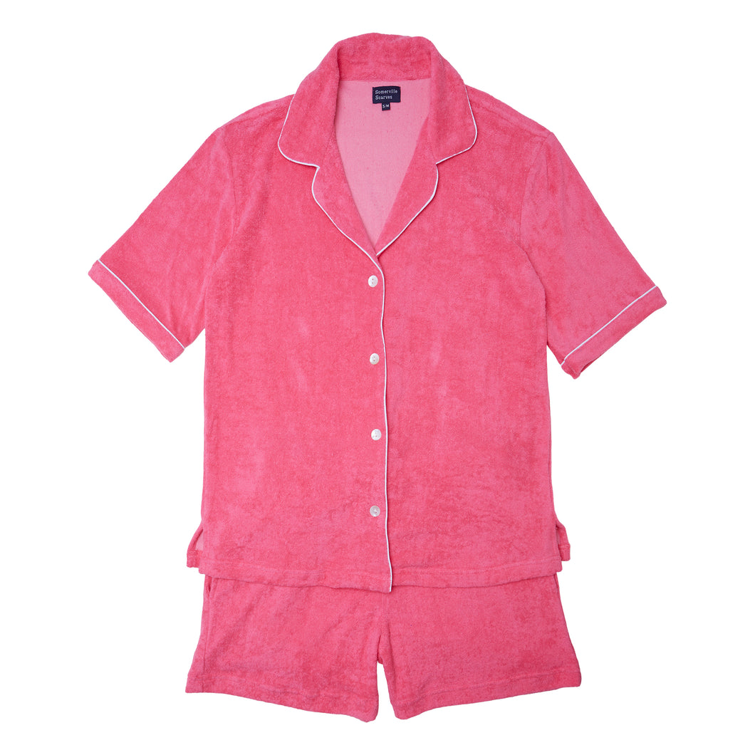 Pink Towelling Short Suit