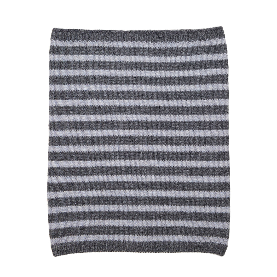 Breton Stripe Cashmere Snood - Grey/Grey