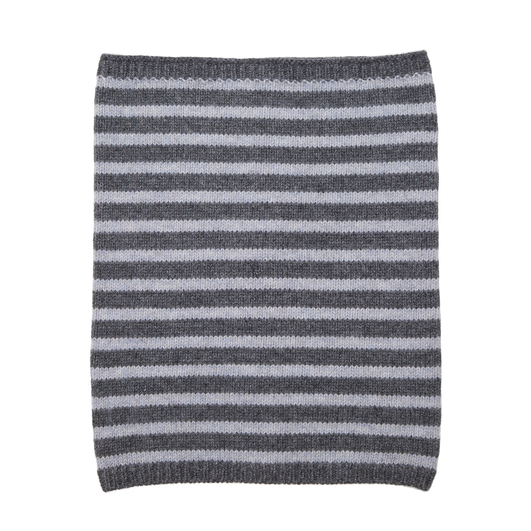 Breton Stripe Cashmere Neck Warmer - Grey/Grey