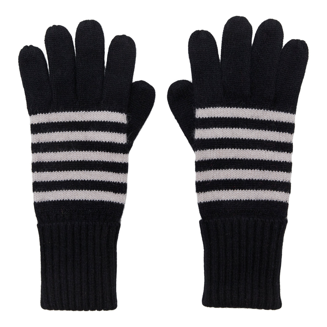 Breton Cashmere Gloves - Black/Tan