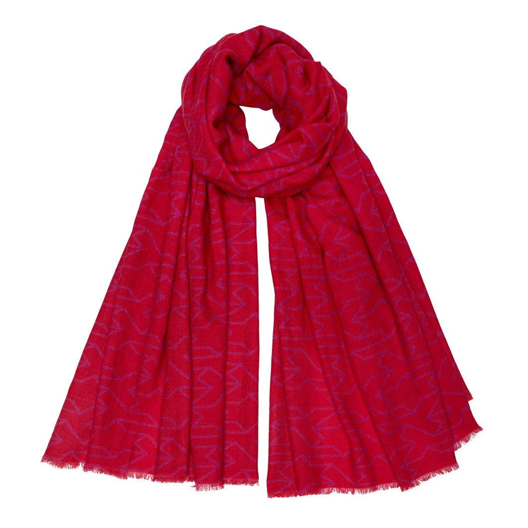 Cashmere Printed Pashmina - Red/Pink