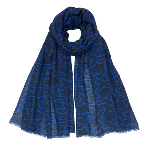 Cashmere Printed Pashmina - Blue/Navy