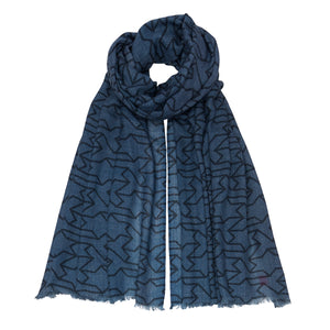Cashmere Printed Pashmina - Grey/Black
