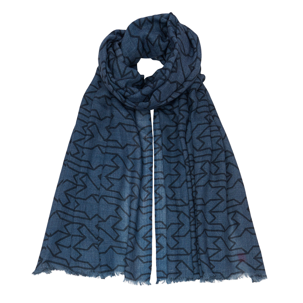 Cashmere Printed Pashmina - Grey/Black