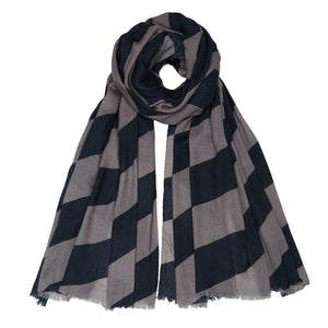 Cashmere Diagonal Printed Pashmina - Black/Taupe