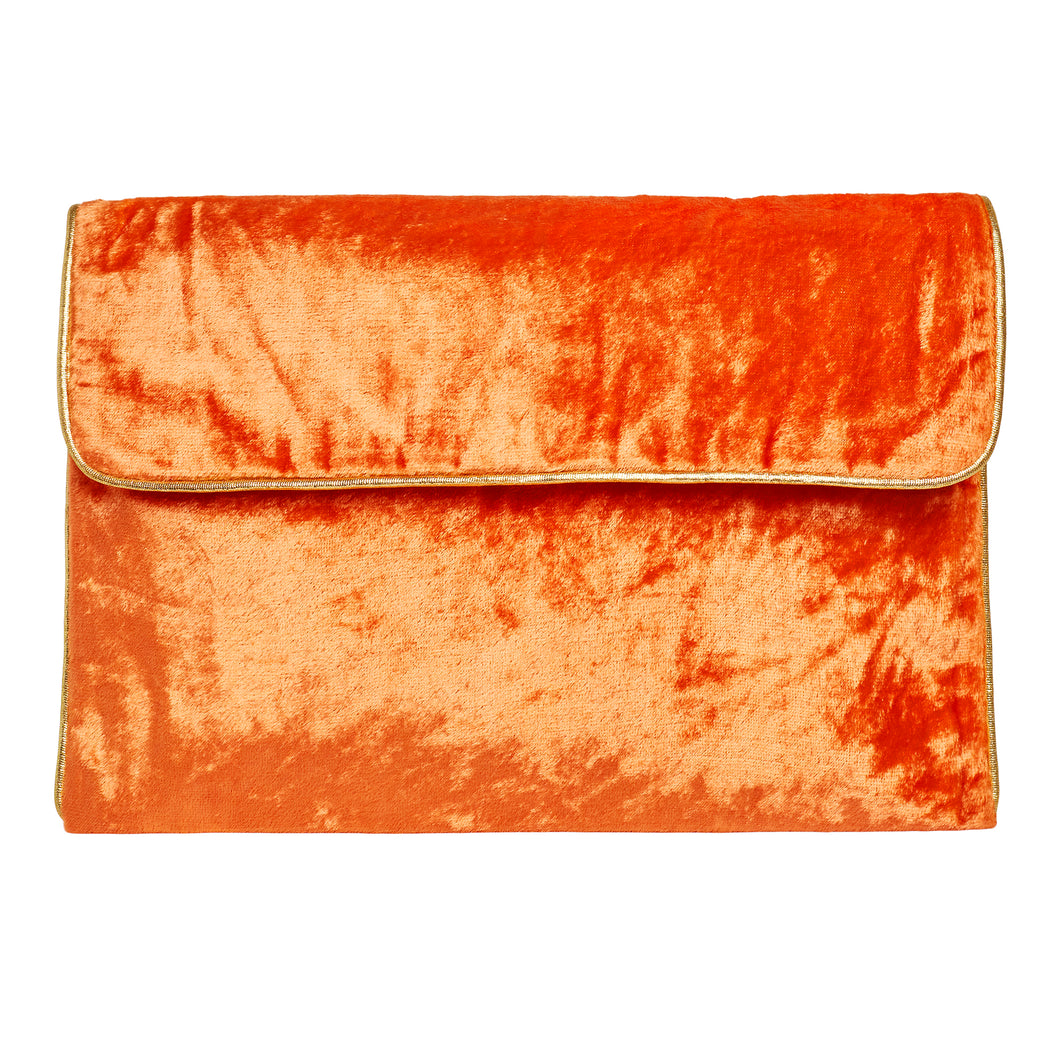 Velvet Clutch Bag - Orange
