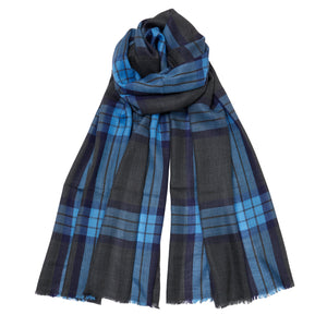 Check Scarf - Charcoal/Blue