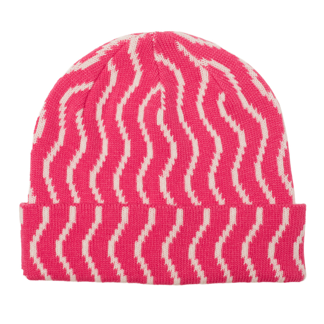 Wave Beanie - Pink/Ivory