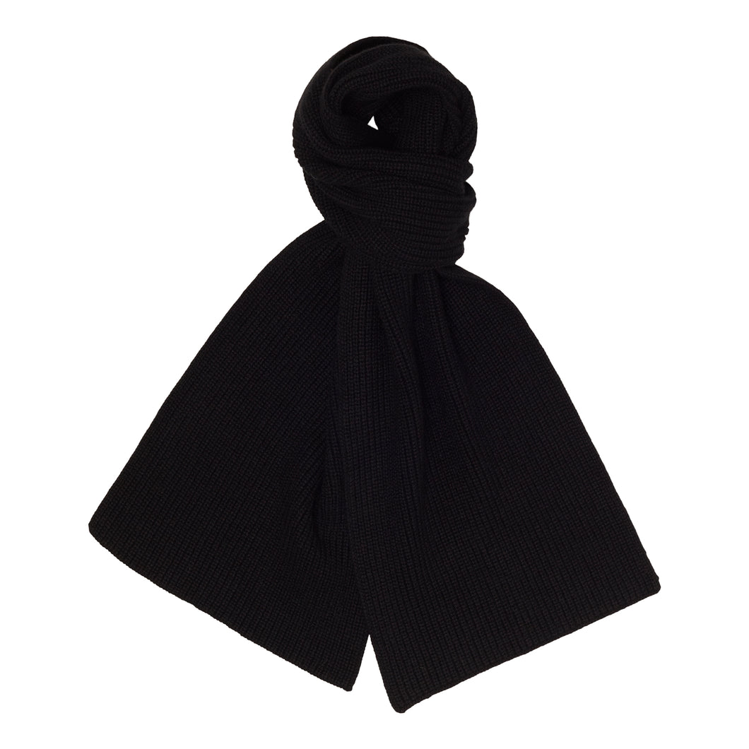Cashmere Ribbed Scarf - Black