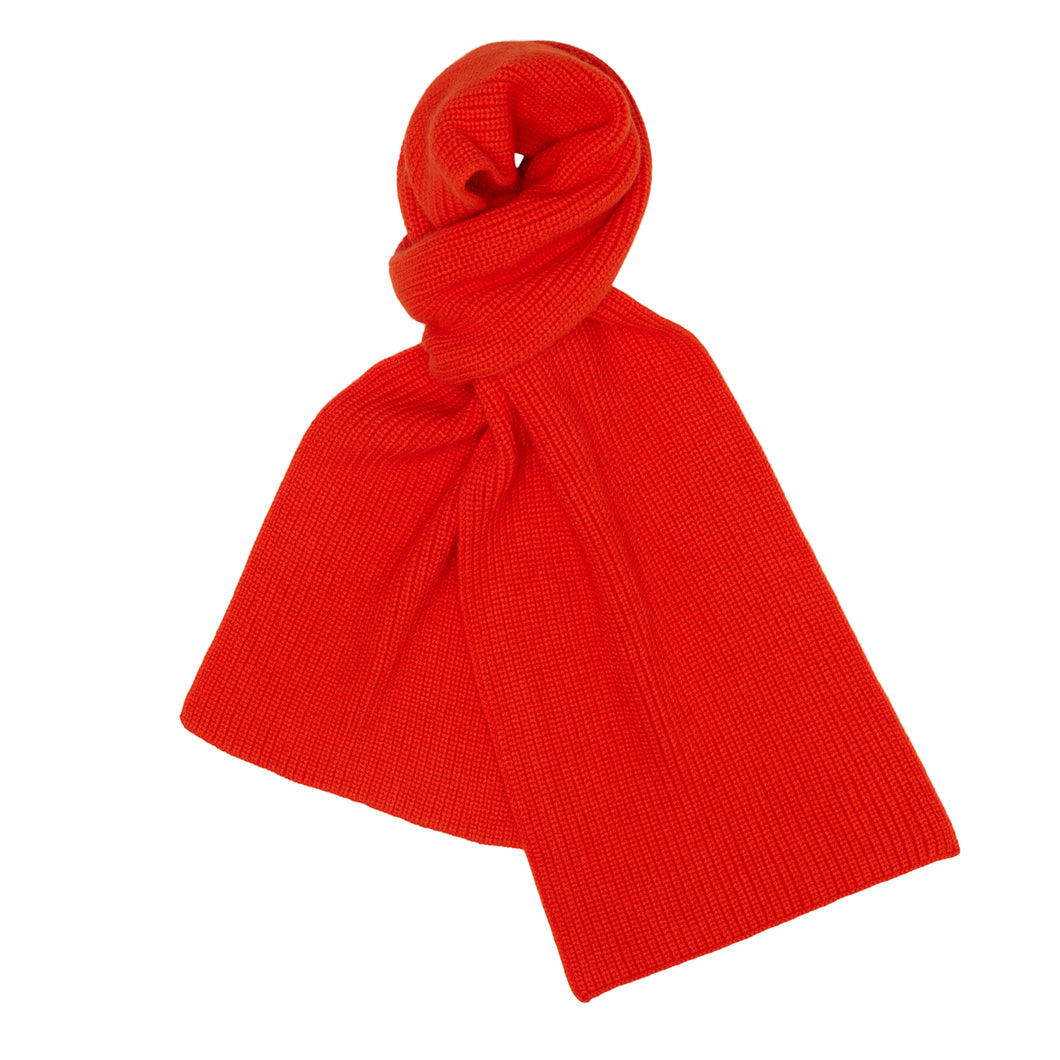 Cashmere Ribbed Scarf - Orange