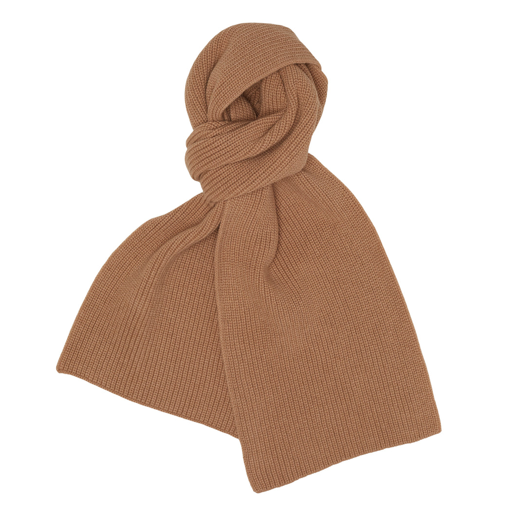 Cashmere Ribbed Scarf - Camel