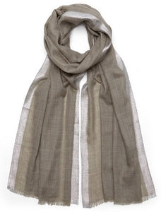 Stripe Edge Pashmina - Silver/Natural