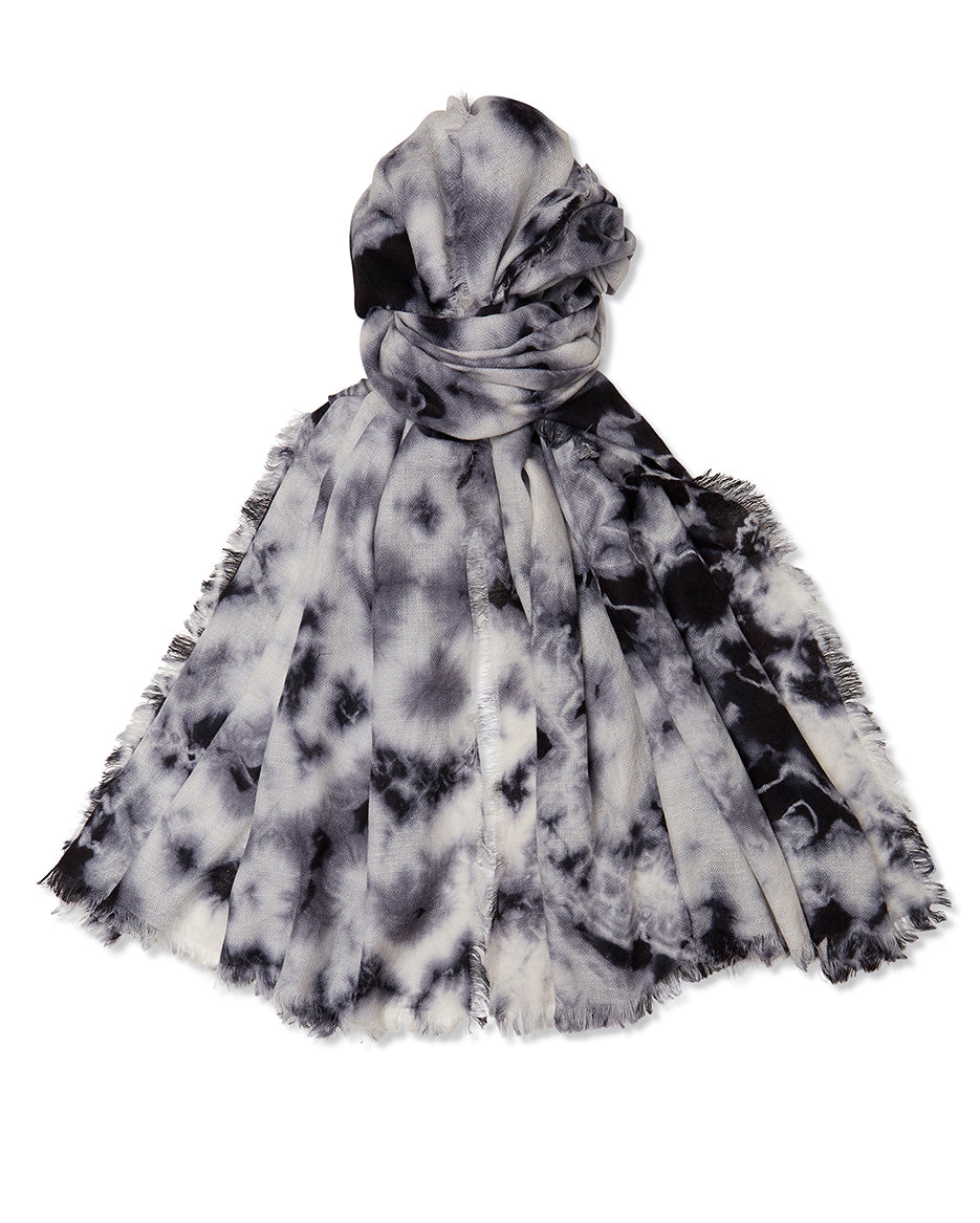 Tie Dye Pashmina - Cream/Black