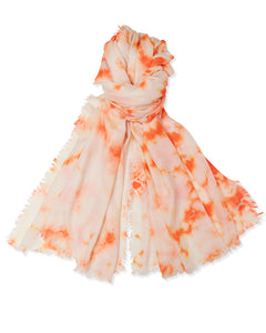 Tie Dye Pashmina - Cream/Orange