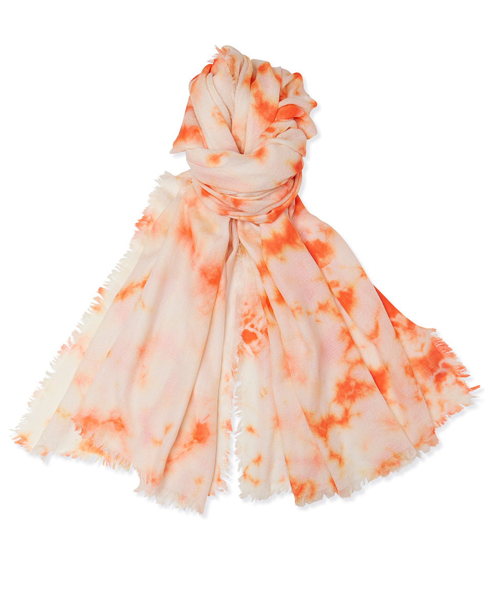 Tie Dye Pashmina - Cream/Orange