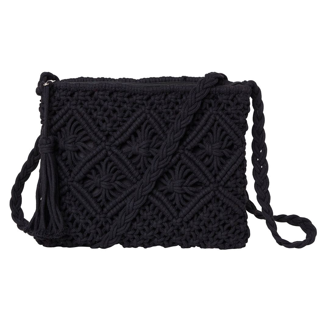 Cotton Crochet Crossbody - Black