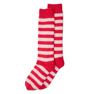 Stripe Cashmere Mix Socks - Red/White