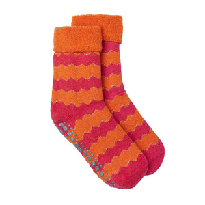 Slipper Socks ZigZag - Orange/Pink