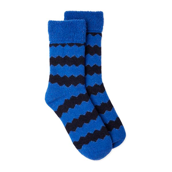 Slipper Socks ZigZag - Blue/Navy