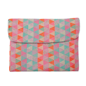 Woven Cotton Clutch Bag - Orange/Aqua/Purple