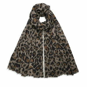 Leopard Pashmina - Natural/Black