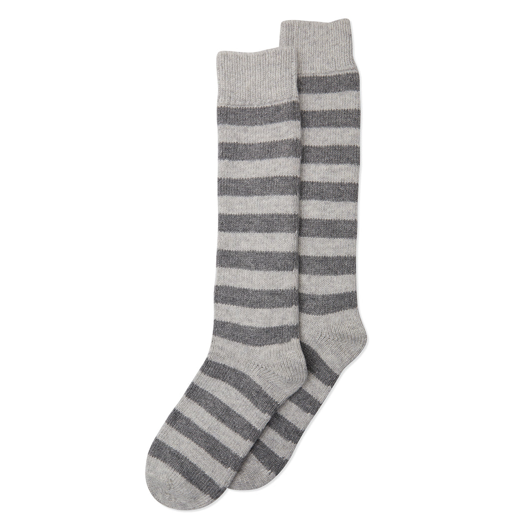 Stripe Cashmere Mix Socks - Grey