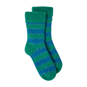 Slipper Socks ZigZag - Green/Blue