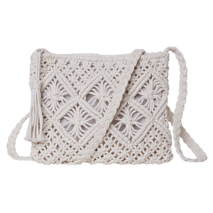Cotton Crochet Crossbody - White
