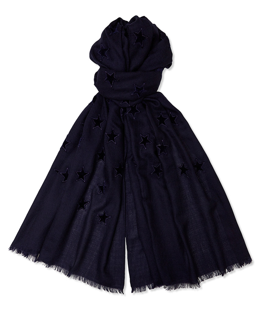 Velvet Star Pashmina - Navy