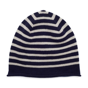Breton Cashmere  Beanie - Navy/White